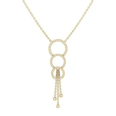 Luvmyjewelry Chandelier Circle Trio Silver Diamond Lariat Necklace In 14kt Gold Vermeil On Sterling