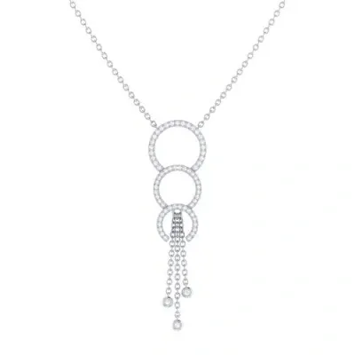 Luvmyjewelry Chandelier Circle Trio Silver Diamond Lariat Necklace