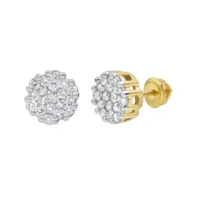 Luvmyjewelry Chic 14k Yellow Gold Diamond Stud Earrings