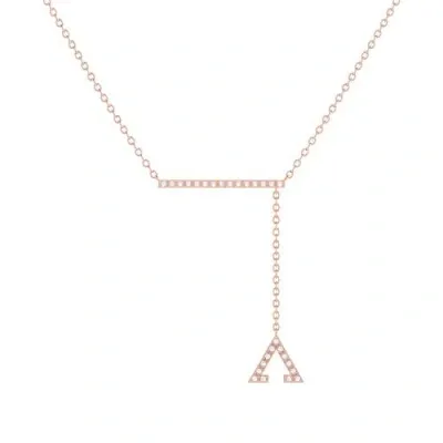 Luvmyjewelry Crane Lariat Triangle Silver Diamond Necklace In 14kt Rose Gold Vermeil