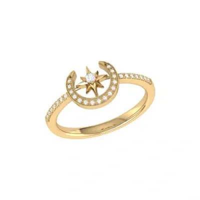 Luvmyjewelry Crescent North Star Sterling Silver Diamond Ring In 14kt Gold Vermeil On Sterling