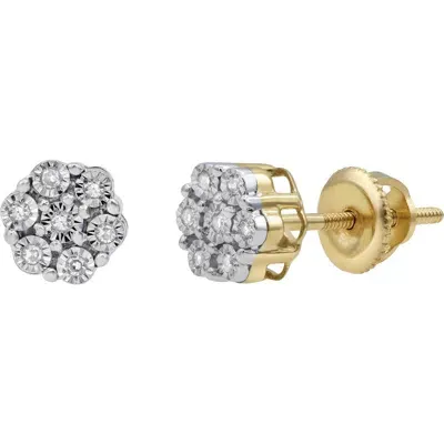 Luvmyjewelry Dainty Cluster 10k Yellow Gold Diamond Stud Earrings