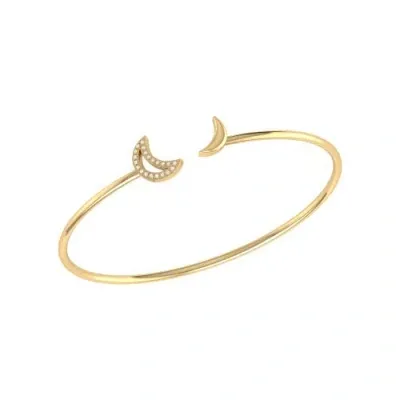 Luvmyjewelry Date Night Double Crescent Sterling Silver Diamond Adjustable Cuff In 14kt Gold Vermeil On Sterling