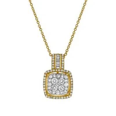 Luvmyjewelry Elysian Square Diamond Pendant In 10k Yellow Gold