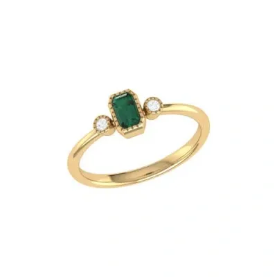 Luvmyjewelry Emerald Cut Emerald & Diamond Birthstone Ring In Yellow Gold