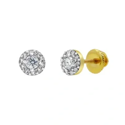 Luvmyjewelry Flow Flare 14k Yellow Gold Diamond Stud Earrings