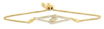 Luvmyjewelry Geometric Bolo Adjustable Diamond Bracelet In 14k Yellow Gold