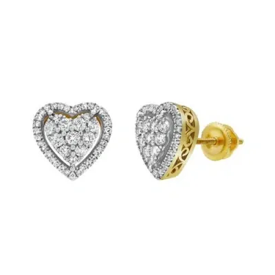 Luvmyjewelry Heartland Bling 14k Yellow Gold Diamond Stud Earrings