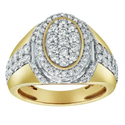 Luvmyjewelry Ice Bowl 14k Yellow Gold Diamond Men Statement Ring