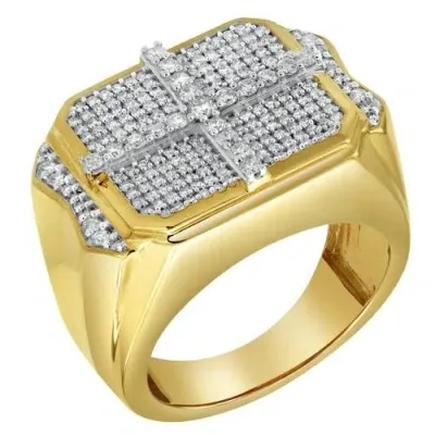 Luvmyjewelry Iced Oriel 14k Yellow Gold Diamond Men Statement Ring