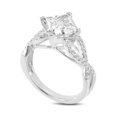 Luvmyjewelry Lilya 14k White Gold Princess Cut Lab Grown Diamond Engagement Ring