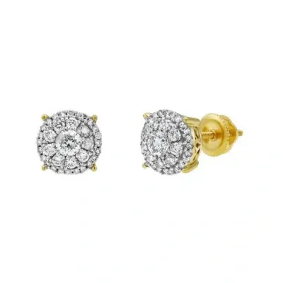 Luvmyjewelry Lotus Loop 14k Yellow Gold Diamond Stud Earrings