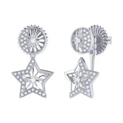 Luvmyjewelry Lucky Star Sterling Silver Diamond Stud Earring