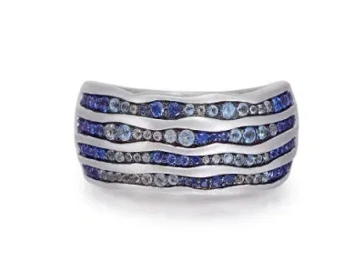 Luvmyjewelry Maverick Surfer Sapphire & Topaz Sterling Silver Band Ring