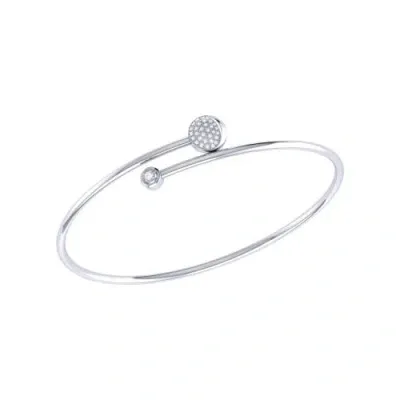 Luvmyjewelry Moon-crossed Lovers Sterling Silver Diamond Adjustable Bangle