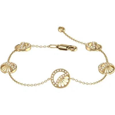 Luvmyjewelry Moon Phases Sterling Silver Diamond Bracelet In 14kt Gold Vermeil On Sterling