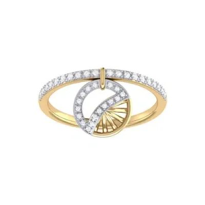 Luvmyjewelry Moon Phases Sterling Silver Diamond Charm Ring In 14kt Gold Vermeil On Sterling