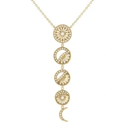 Luvmyjewelry Moon Phases Sterling Silver Diamond Necklace In 14kt Gold Vermeil On Sterling