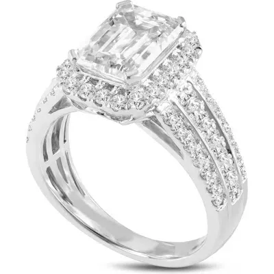 Luvmyjewelry Nare 14k White Gold Emerald Cut Lab Grown Diamond Halo Engagement Ring