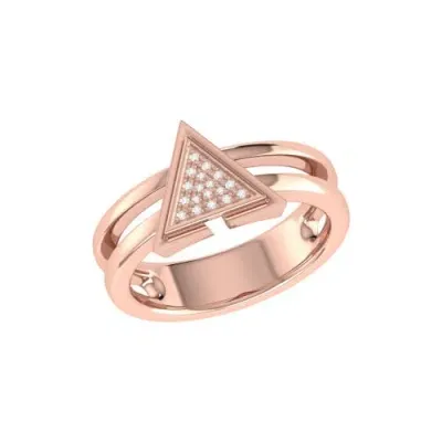 Luvmyjewelry On Point Triangle Sterling Silver Diamond Ring In 14kt Rose Gold Vermeil