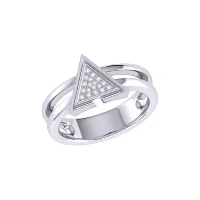 Luvmyjewelry On Point Triangle Diamond Ring In Sterling Silver In White