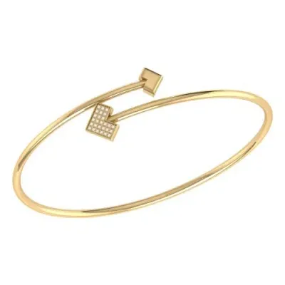 Luvmyjewelry One Way Arrow Sterling Silver Diamond Bangle In 14kt Gold Vermeil On Sterling