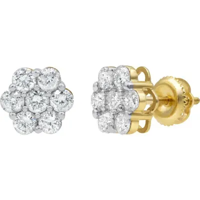 Luvmyjewelry Opulent 14k Yellow Gold Diamond Cluster Earrings