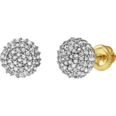 Luvmyjewelry Orbius 10k Yellow Gold Diamond Stud Earrings