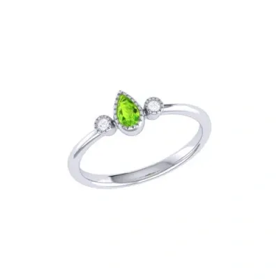 Luvmyjewelry Pear Peridot & Diamond 14k White Gold Birthstone Ring