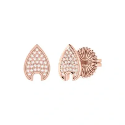 Luvmyjewelry Raindrop Sterling Silver Diamond Stud Earring In 14kt Rose Gold Vermeil