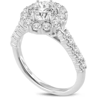 Luvmyjewelry Seraphine 14k White Gold Round Cut Lab Grown Diamond Halo Engagement Ring