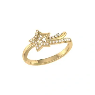 Luvmyjewelry Shooting Star Sparkle Sterling Silver Diamond Ring In 14kt Gold Vermeil On Sterling