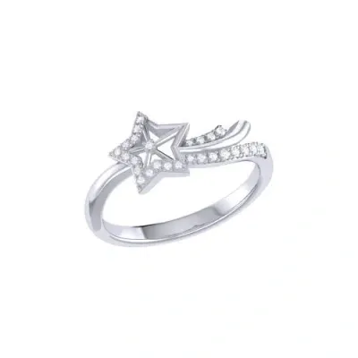 Luvmyjewelry Shooting Star Sparkle Sterling Silver Diamond Ring