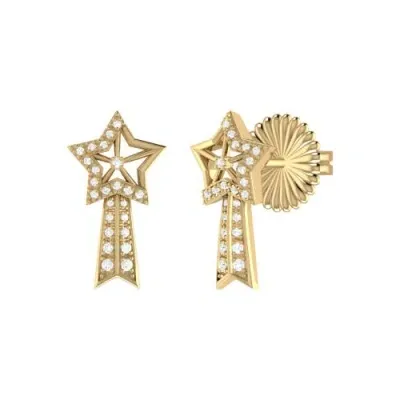 Luvmyjewelry Shooting Star Sterling Silver Diamond Comet Earring In 14kt Gold Vermeil On Sterling