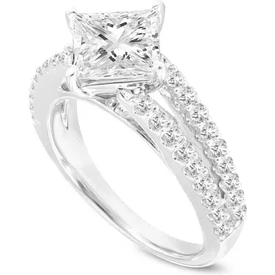 Luvmyjewelry Silvia 14k White Gold Princess Cut Lab Grown Diamond Engagement Ring