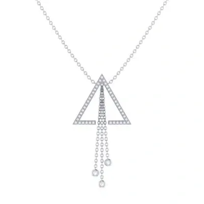 Luvmyjewelry Skyline Triangle Bolo Adjustable Diamond Lariat Necklace In Sterling Silver In White