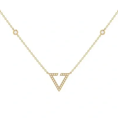 Luvmyjewelry Skyline Triangle Sterling Silver Diamond Necklace In 14kt Gold Vermeil On Sterling