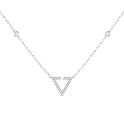 Luvmyjewelry Skyline Triangle Diamond Necklace In Sterling Silver