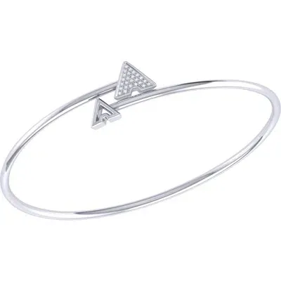 Luvmyjewelry Skyscraper Triangle Roof Sterling Silver Diamond Bangle