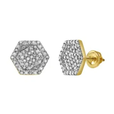 Luvmyjewelry Slates 10k Yellow Gold Diamond Stud Earrings