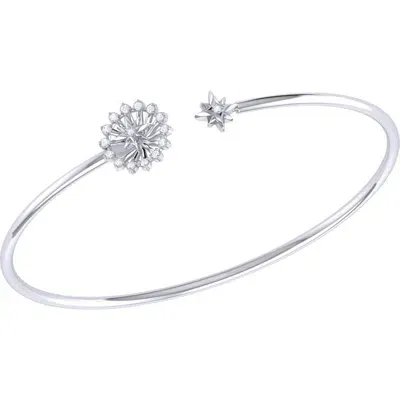 Luvmyjewelry Starburst Sterling Silver And Diamond Adjustable Cuff