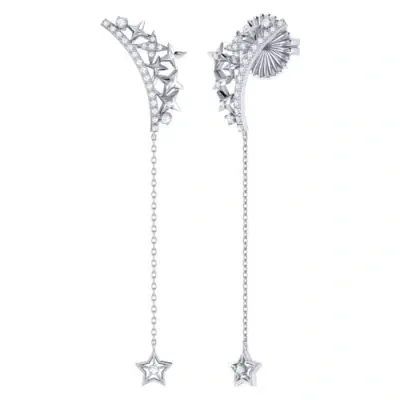 Luvmyjewelry Starry Cascade Tiara Sterling Silver Diamond Drop Earring