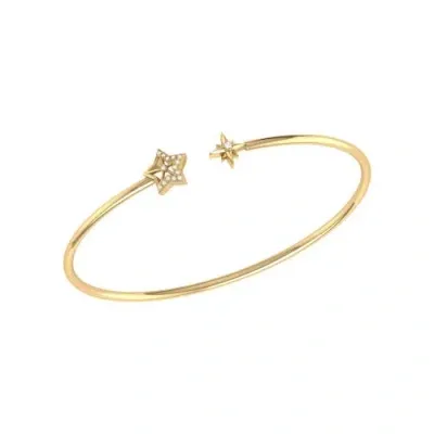 Luvmyjewelry Starry Night Sterling Silver Diamond Adjustable Cuff In 14kt Gold Vermeil On Sterling