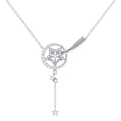 Luvmyjewelry Stella Comet Sterling Silver Diamond Drop Necklace