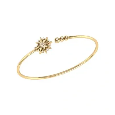 Luvmyjewelry Supernova Star Sterling Silver Diamond Adjustable Cuff In 14kt Gold Vermeil On Sterling