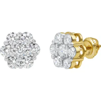 Luvmyjewelry Swanky 14k Yellow Gold Diamond Cluster Earrings