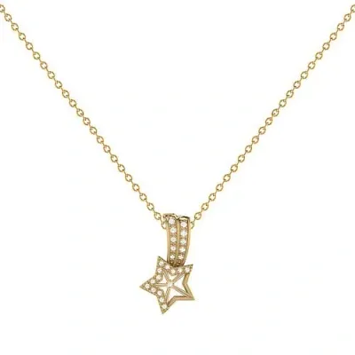 Luvmyjewelry Wishing Star Sterling Silver Diamond Pendant Necklace In 14kt Gold Vermeil On Sterling