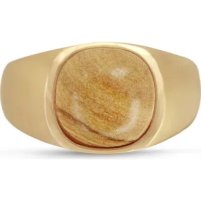 Luvmyjewelry Wood Jasper Iconic Sterling Silver Men Signet Ring In 14kt Gold Vermeil On Sterling