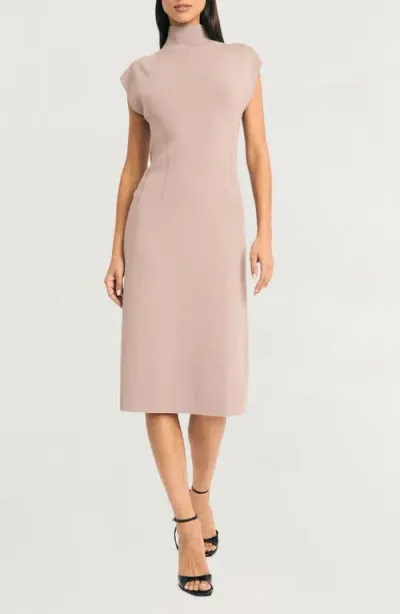 Luxely Cap Sleeve Midi Sweater Dress In Sphinx