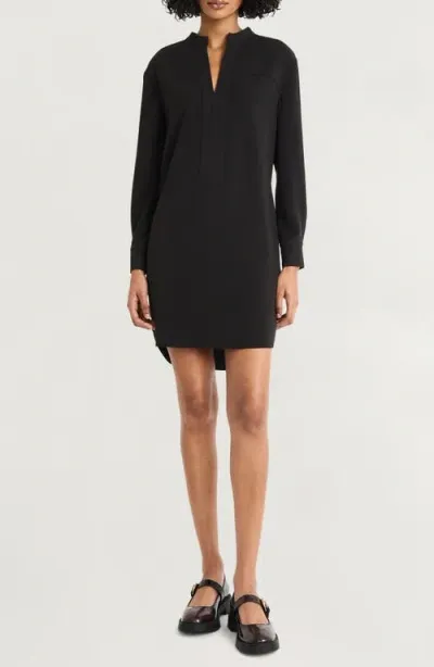 Luxely Long Sleeve Wrap Shirtdress In Meteorite